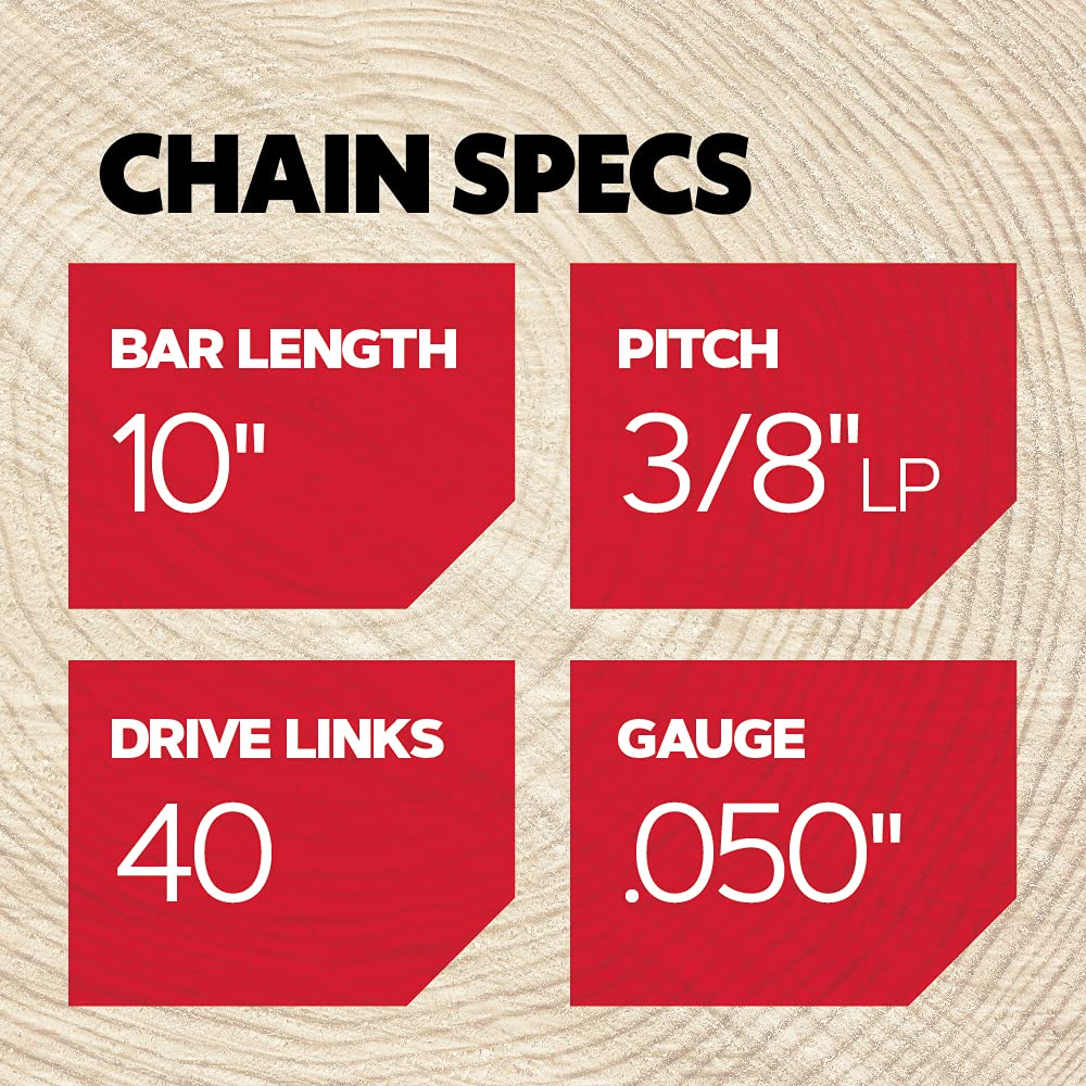 Oregon S40 AdvanceCut Chainsaw/Pole Saw Chain for 10-Inch Bar, 40 Drive Links, Low-kickback, Fits Echo, Sun Joe, Greenworks and more, Brown/a