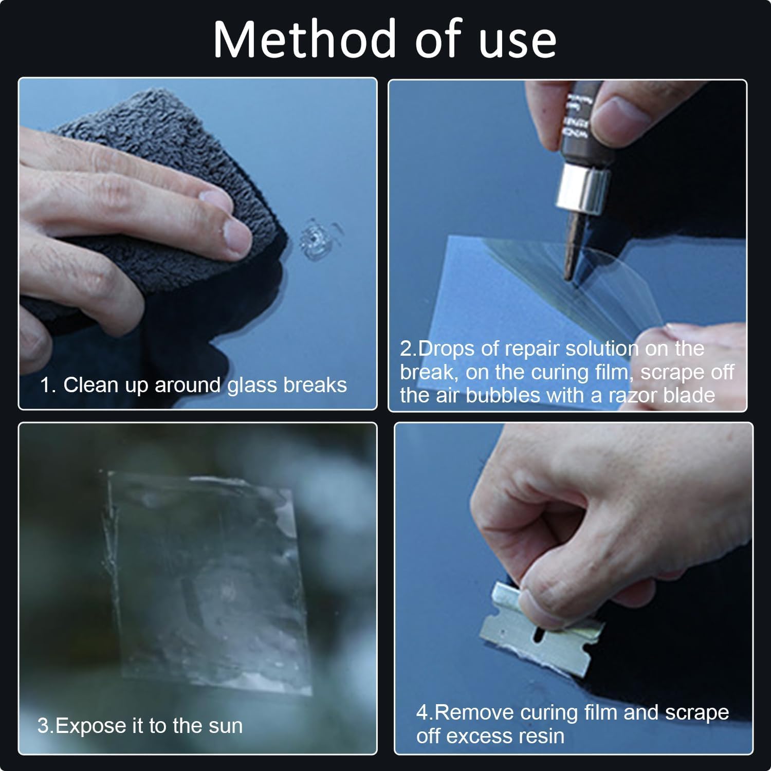 Windshield Crack Chip Repair Kit Quick Fix Car Windows Glass Tool 2 Bottles Used for Scratches