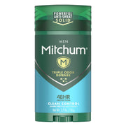 Mitchum Men's Deodorant, Antiperspirant Stick, Triple Odor Defense Invisible Solid, 48 Hr Protection, Dermatologist Tested, Clean Control, 2.7 Oz