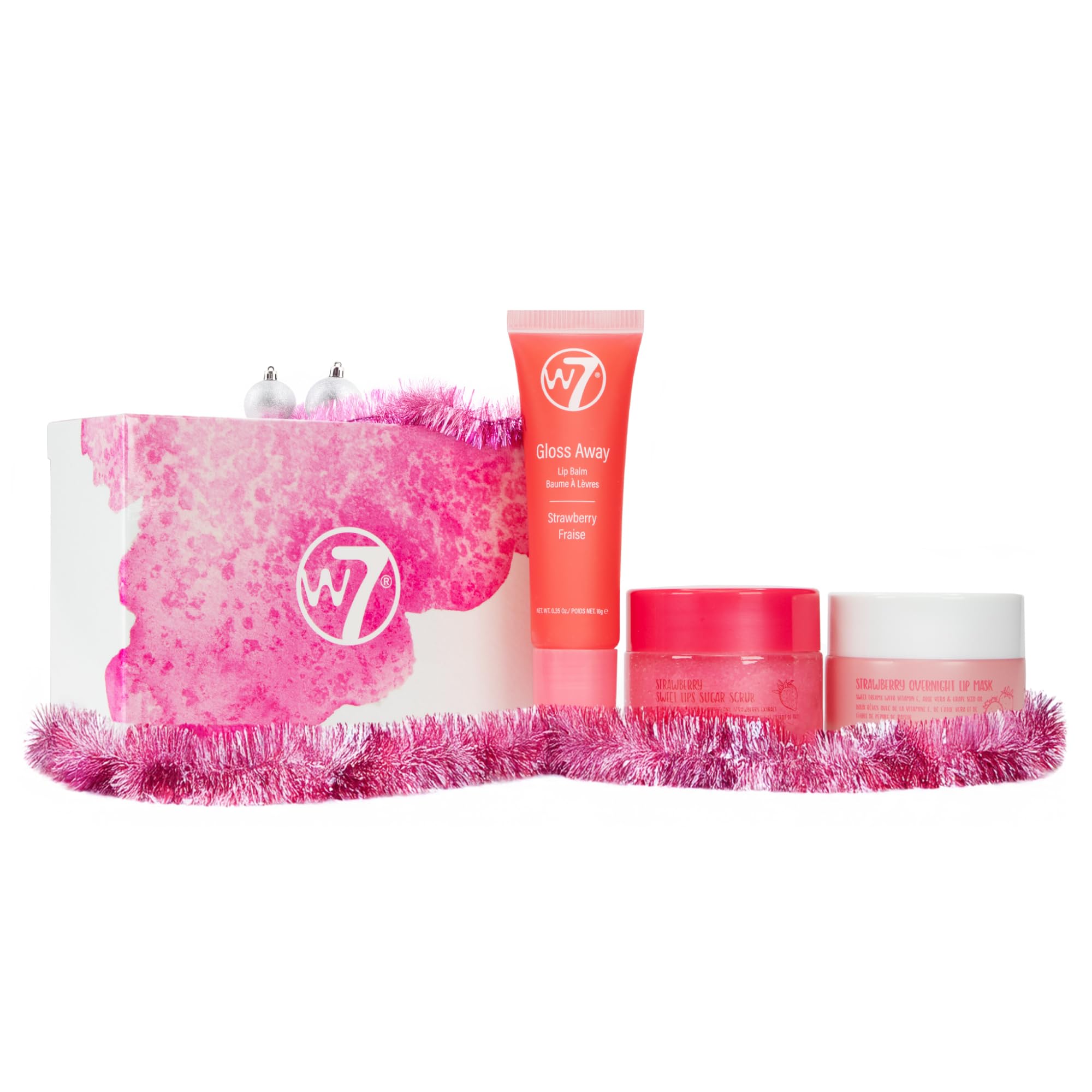 W7 Sweet Dreams Lip Scrub & Overnight Lip Mask Duo - 2 Piece Gift Set - Strawberry Flavour - Exfoliate, Condition, Soothe & Hydrate