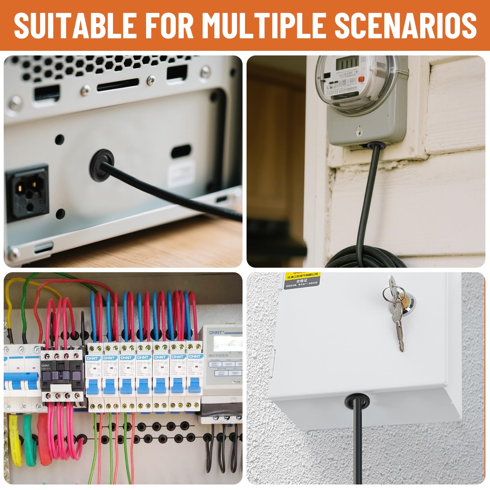 Yejesiy 210PCS Rubber Grommet kit, Premium 7 Sizes Rubber Grommets for Wiring, Automotive, Home Improvement, Closed Wire Grommet for Wire Electrical Appliance Plumbing