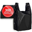 Reli. T-shirt Bags (300 Count) (Black) (11.5" x 6.5" x 21") - Black Plastic Bags (Plain) - Grocery, Shopping Bag, Restaurants