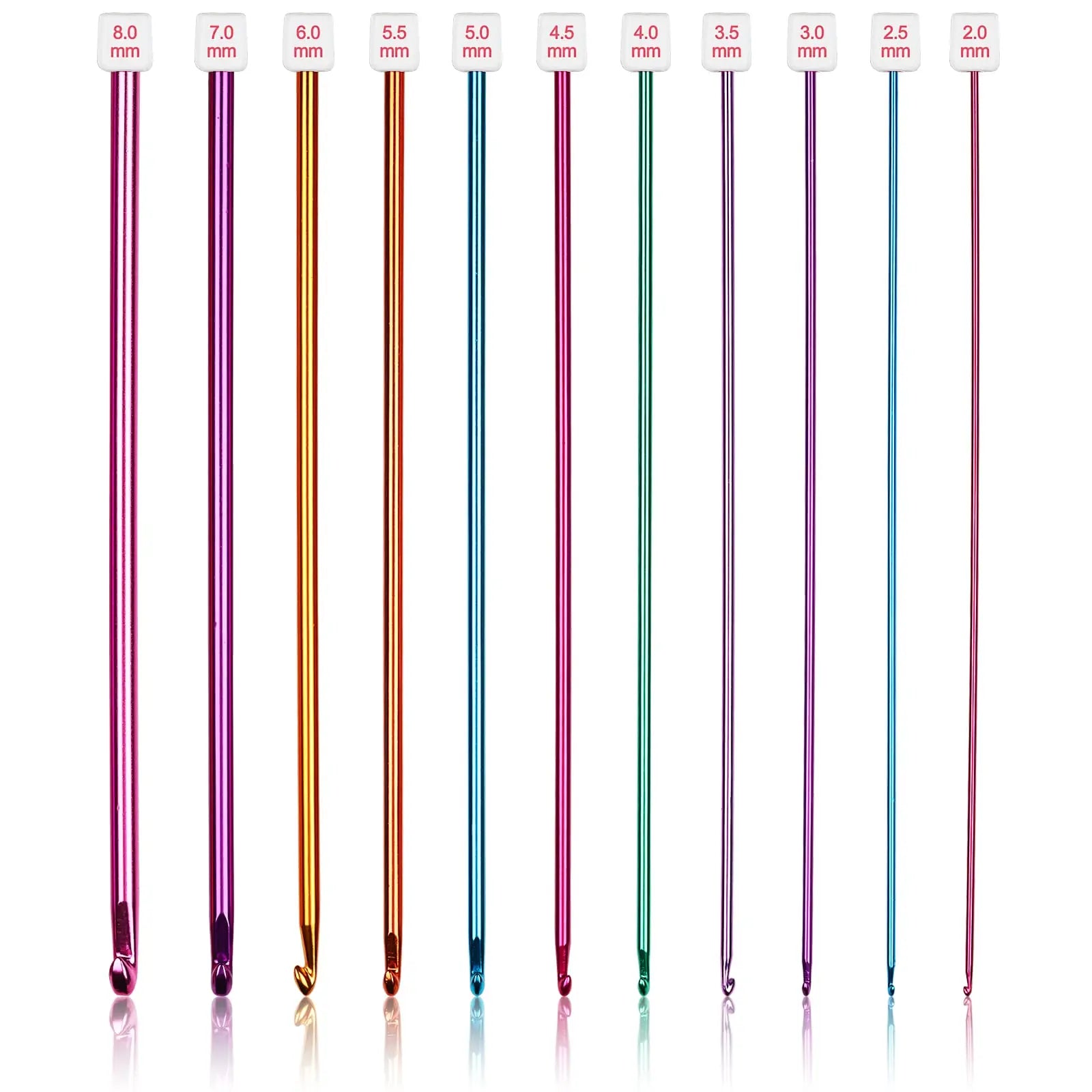 Coopay Long Crochet Hook Set, 11pcs Tunisian Multicolor Afghan Crochet Needles for Crocheting, 2mm(B)-8mm(L), Great Knitting & Crochet Supplies Tool for Beginner, Crocheter & Knitter