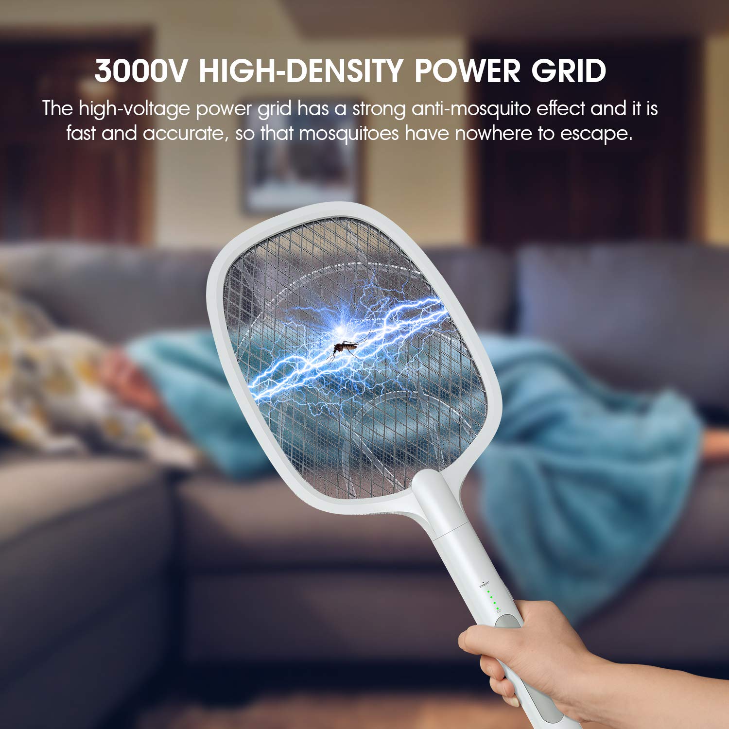 imirror Bug Zapper Racket, 2 in 1 Rechargeable Electric Fly Swatter, Mosquito Swatter for Indoor and Outdoor