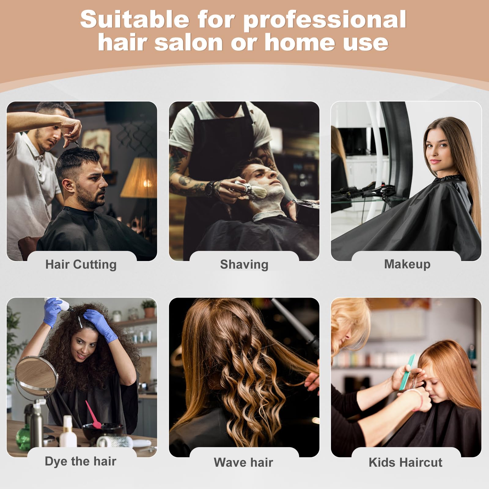 JSAZCKC Hair Cutting Cape with Adjustable Snap Closure, Professional Barber Cape, Large Size Haircut Salon Supplies for Men and Women - (Black)