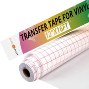HTVRONT Transfer Tape for Vinyl -12" x 16 FT w/Red Alignment Grid Transfer Paper, Medium Tack Vinyl Transfer Tape for Signs Stickers Decals Walls Doors & Windows
