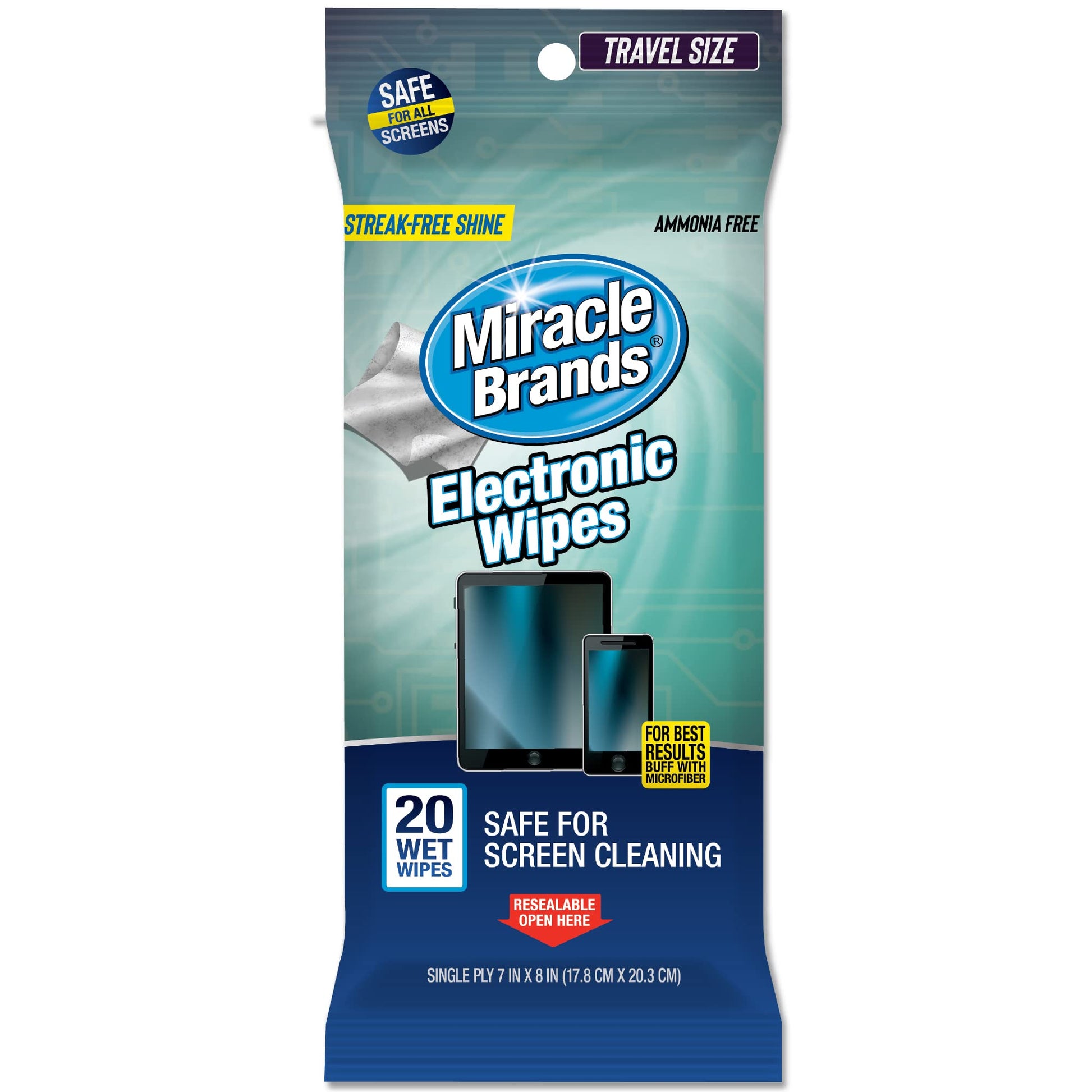MiracleWipes for Electronics Cleaning - Screen Wipes Designed for TV, Phones, Monitors and More - Includes Microfiber Towel - (30 Count)