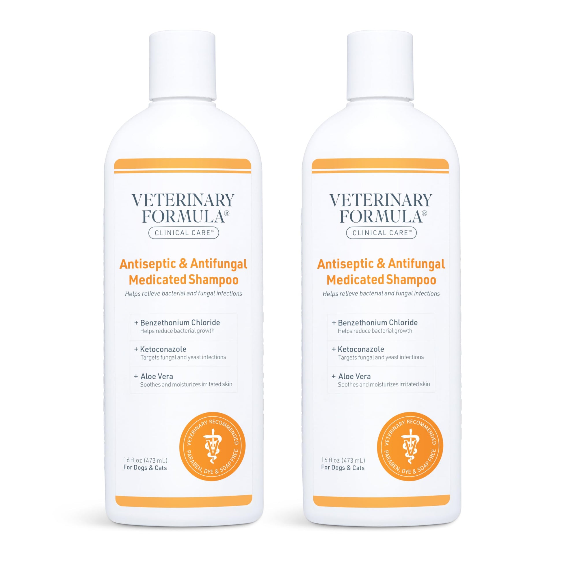 Veterinary Formula Clinical Care Antiseptic and Antifungal Medicated Shampoo for Dogs & Cats, 16 Fl Oz – Helps Alleviate Scaly, Greasy, red Skin – Paraben, Dye, Soap-Free (2 Pack)