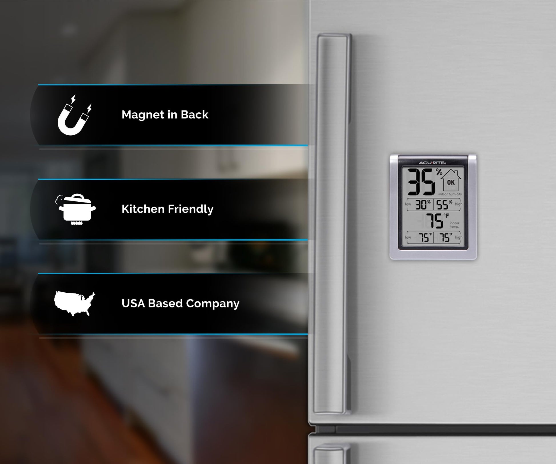 AcuRite Wireless Digital Indoor Thermometer and Hygrometer Monitor for Inside Temperature and Humidity Measurements (00613)