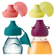Boon Snug Sip Universal Water and Juice Silicone Bottle Toppers - Soft Spout Conversion Caps with Spill Proof Valves - Silicone Bottle Covers for Travel - Includes 4 Toppers and 4 Cases