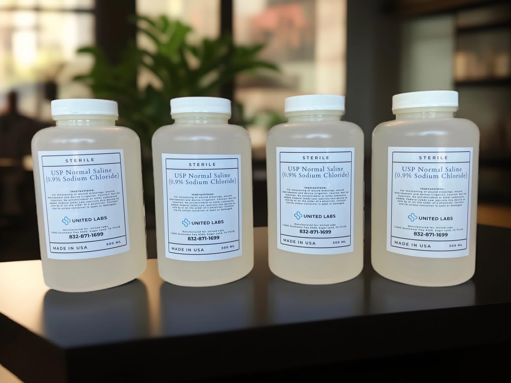 0.9% Sterile Saline Solution USP Normal 0.9% Sodium Chloride – Made in USA - 4 Pack Each 500 ml (2,000 ml Total)