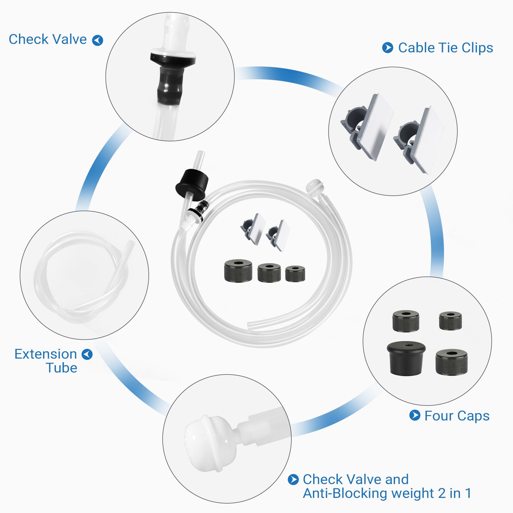 Yofidra Sink Soap Dispenser Extension Kit: Under Sink Dish Soap Dispenser with 47" Tube Hose and Check Valve for Prevent Backflow Countertop Kitchen Sink Accessories