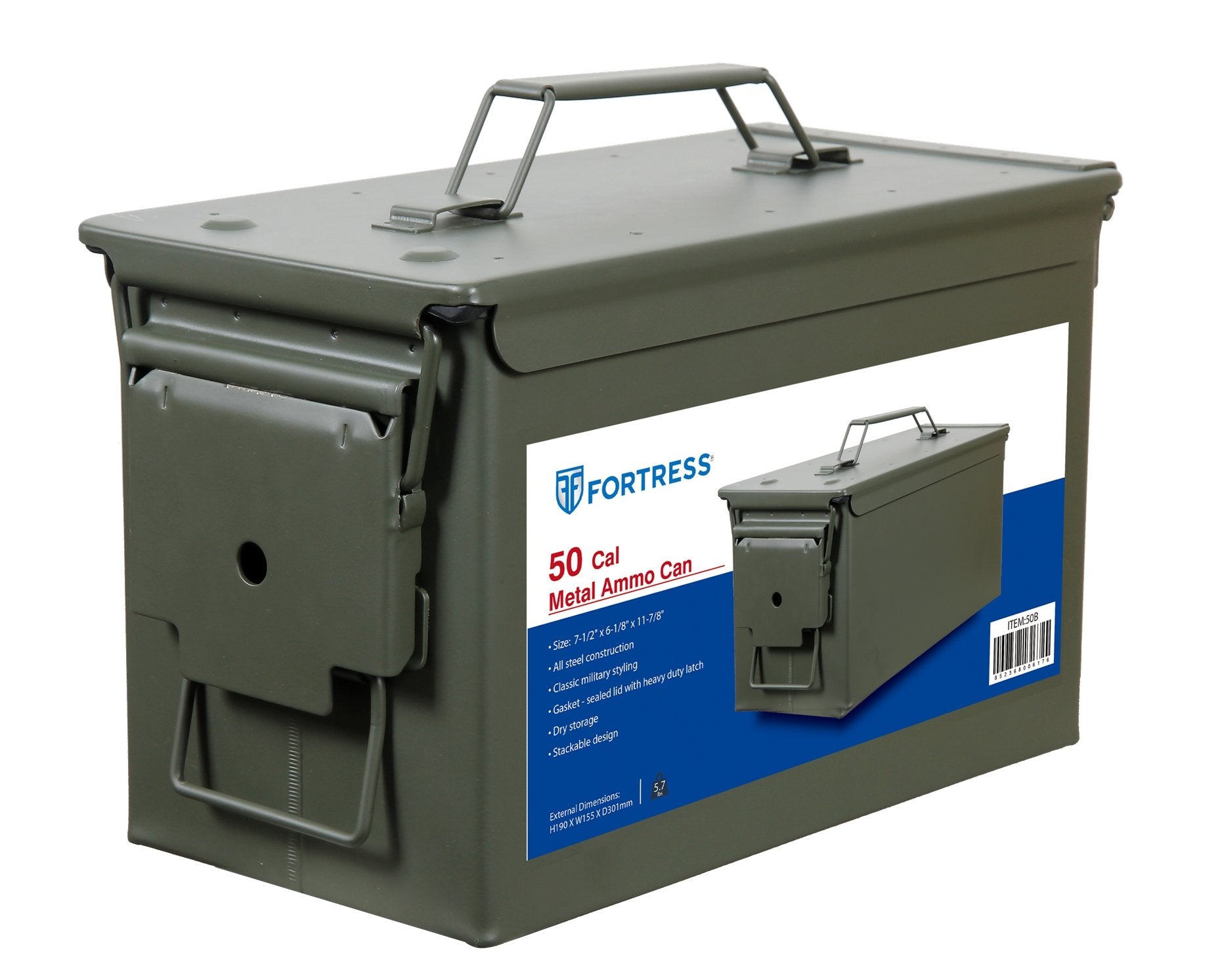 Fortress 50 Caliber Metal Ammo Can, 50 Cal