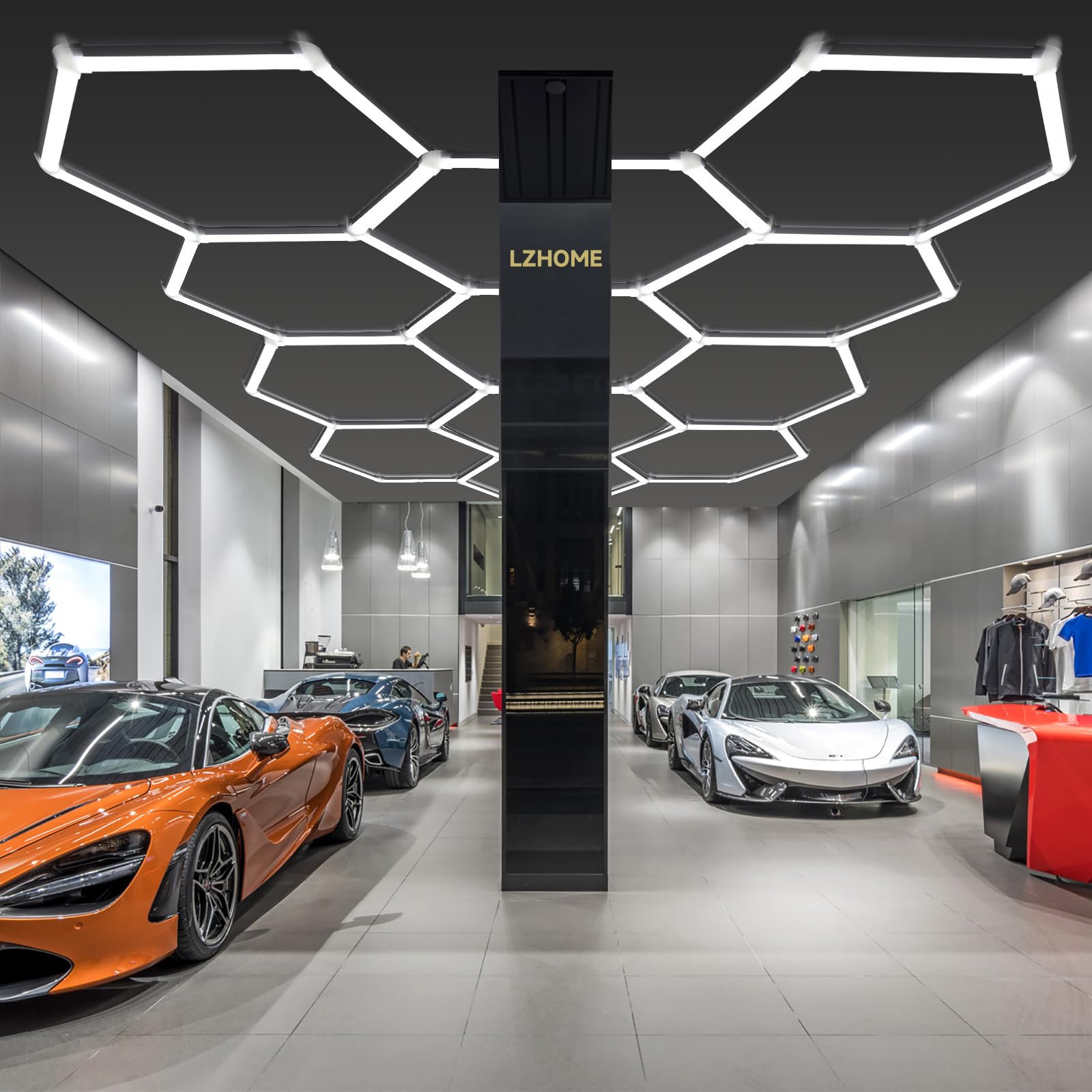 LZHOME Hexagon LED Garage Light: 25 Pack Updated Bigger Size, 26400LM Super Bright Car Detailing Ceiling LED Shop Light for Warehouse Workshop Gym Basement Car Care Wash Room