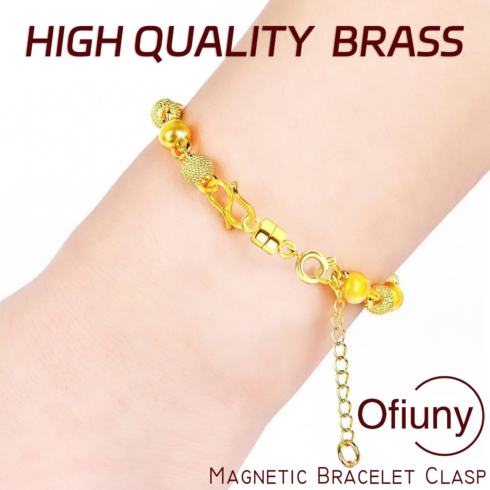 Ofiuny Magnetic Clasps for Necklaces Strong Magnetic Necklace Clasps and Closures, 14K Gold and Silver Bracelet Converter for Women