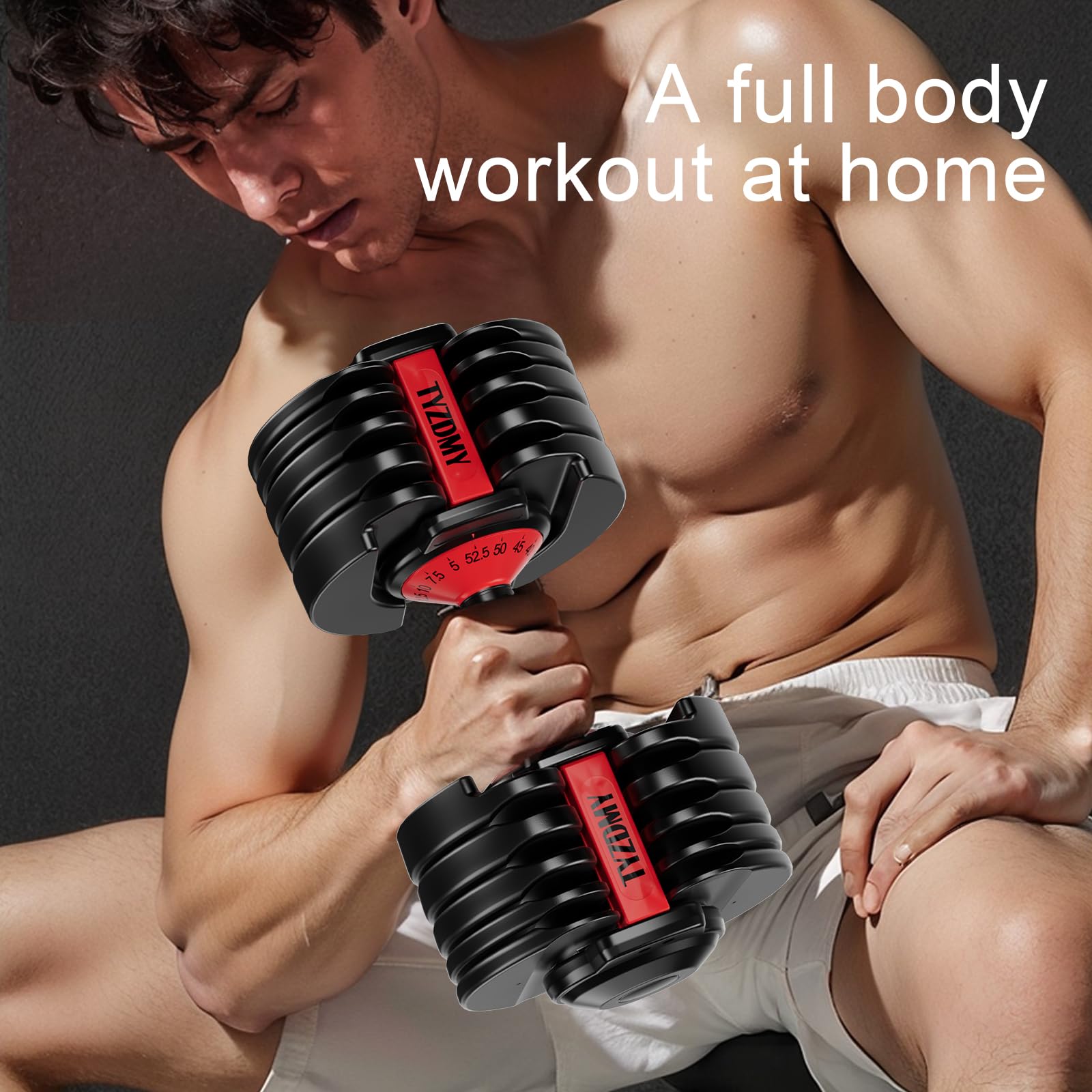 TYZDMY Adjustable Dumbbells Set of 2，Free Weights Dumbbells Set，Adjustable Dumbbell Set，52.5 lbs pair 105 lbs，15 in 1，for Men/Women Gym Equipment for Home Strength Training Equipment