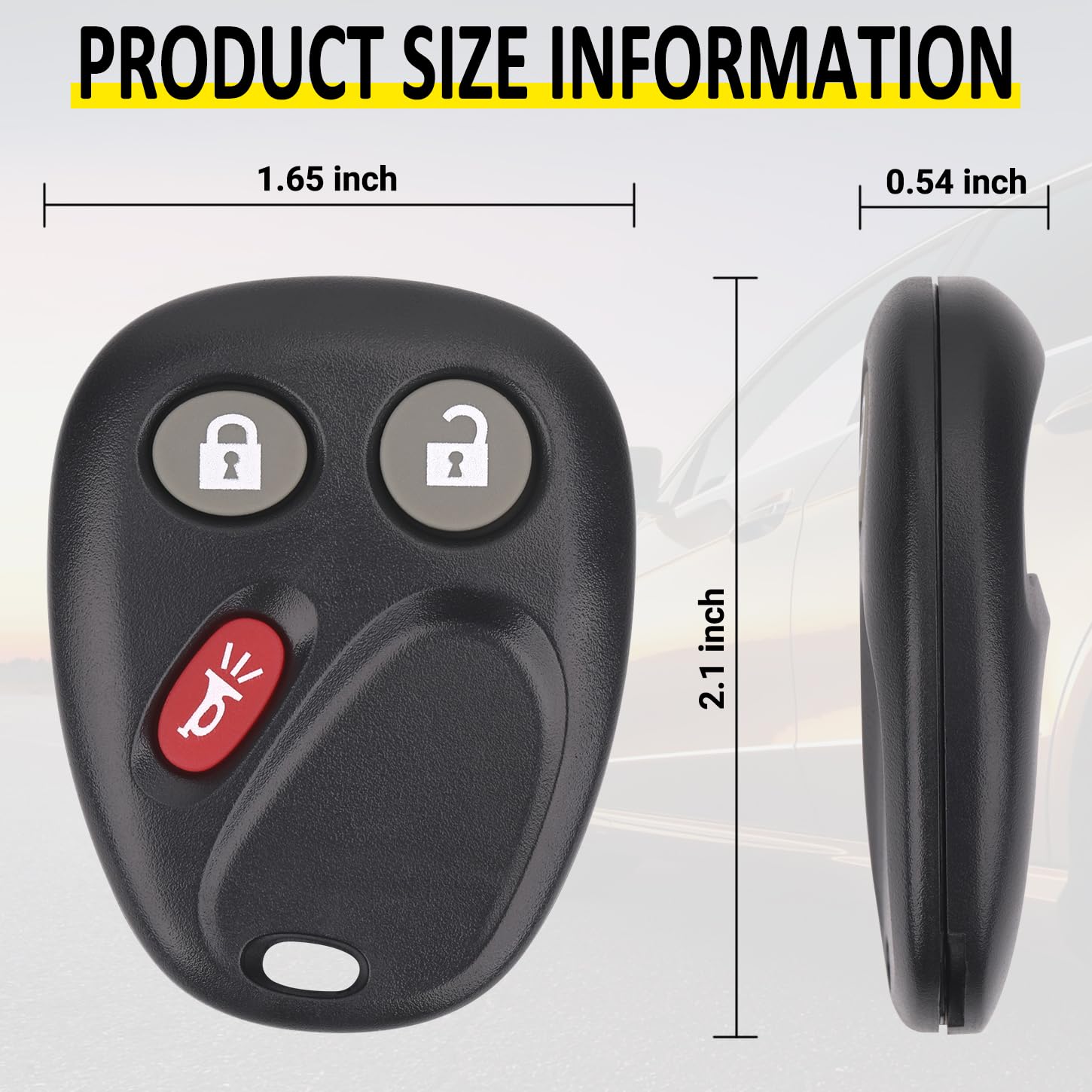 Vurkcy Keyless Entry Remote Key Fob Compatible with Chevy Tahoe Suburban Silverado Avalanche, GMC Sierra Yukon, Cadillac Escalade, Hummer H2 2003 2004 2005 2006, Replacement for LHJ011 (Pack of 2)
