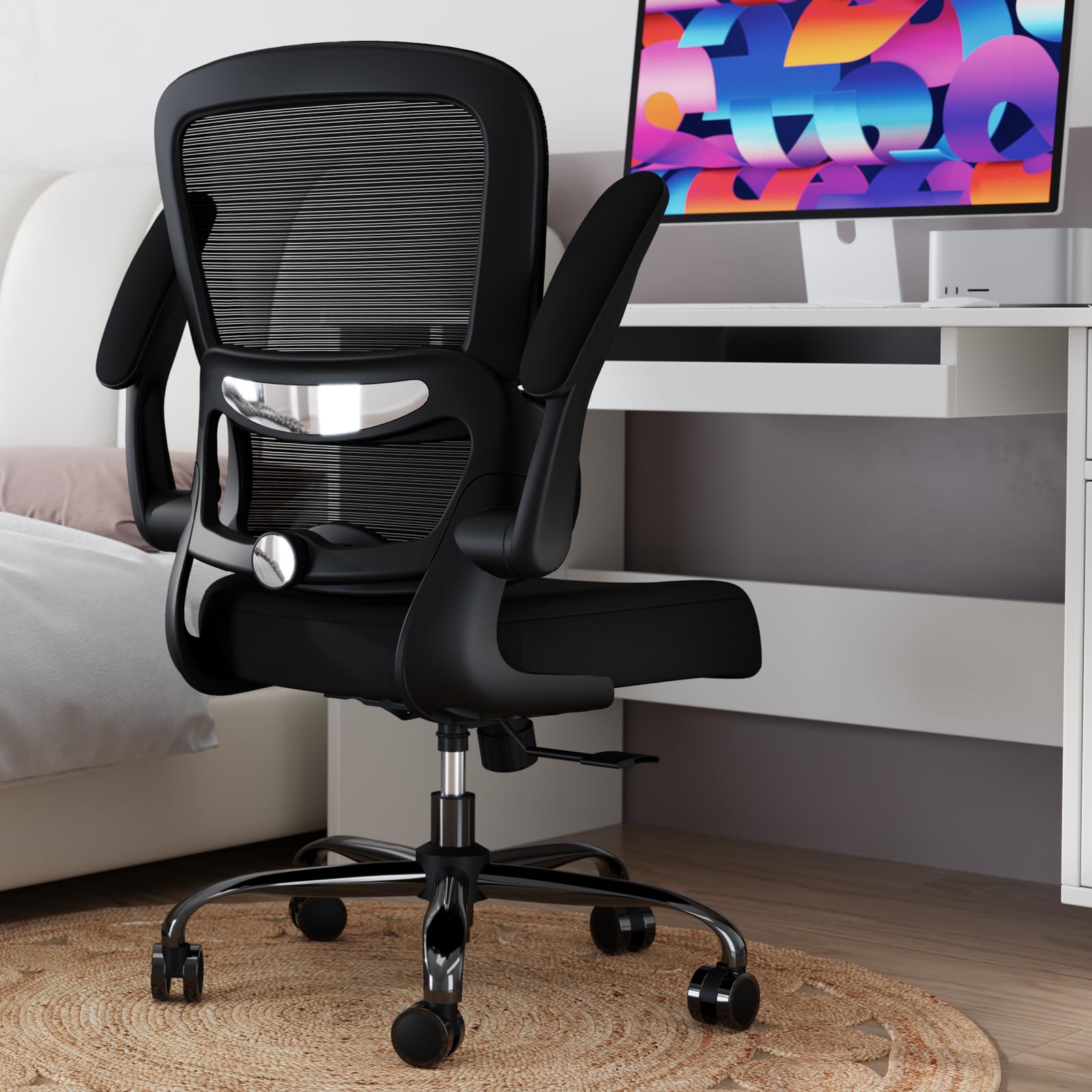 TRALT Office Chair - Ergonomic Desk Chair with Adjustable Lumbar Support, Mesh Computer Chair, Executive Chairs for Home Office Comfortable Lumbar Support (Black)