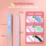 Glass Nail File 3 Pack, Nail File, Glass Nail File with Case for Natural Nails with Double Sided 240 Grit, Professional Czech Glass File Stocking Stuffers for Women and Girls, by XIPOO