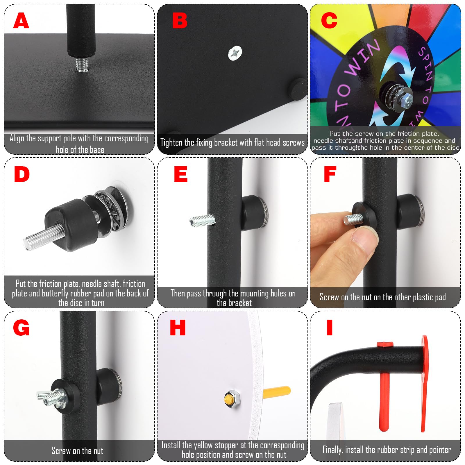 12 Inch Spin Wheel Prize Wheel with 12 Slots,Heavy Duty Base and Stand,Ideal for Carnival Events Home Parties and Tradeshows Engaging Spinning Wheel for Prizes Wheel of Fortune Spin the Wheel