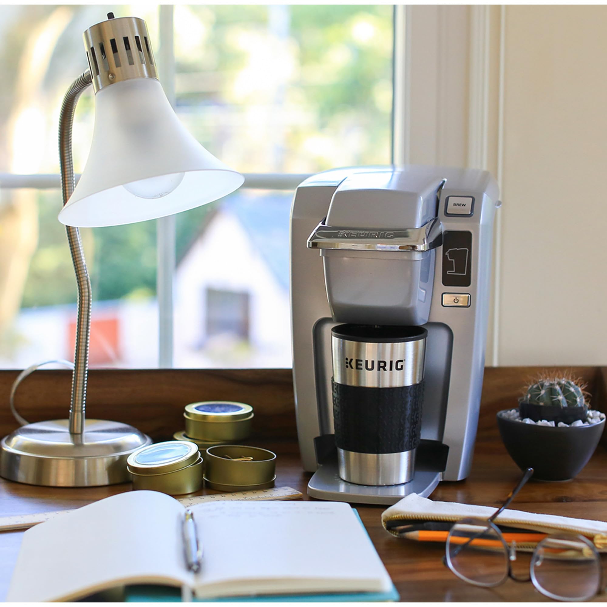 Keurig Stainless Steel Insulated Coffee Travel Mug, Fits Under Any Keurig K-Cup Pod Coffee Maker, 12 Oz, Stainless Steel