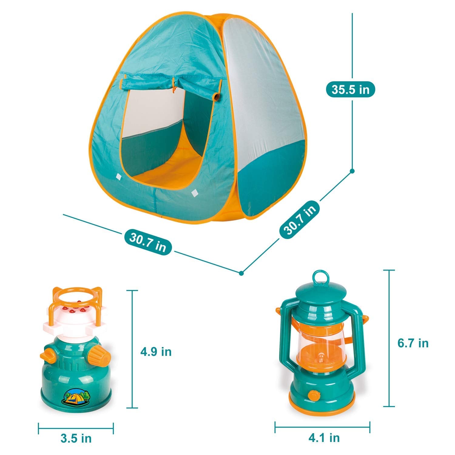 FUN LITTLE TOYS Pop Up Play Tent with Camping Gear and Tools Set, Outdoor Toys for Kids
