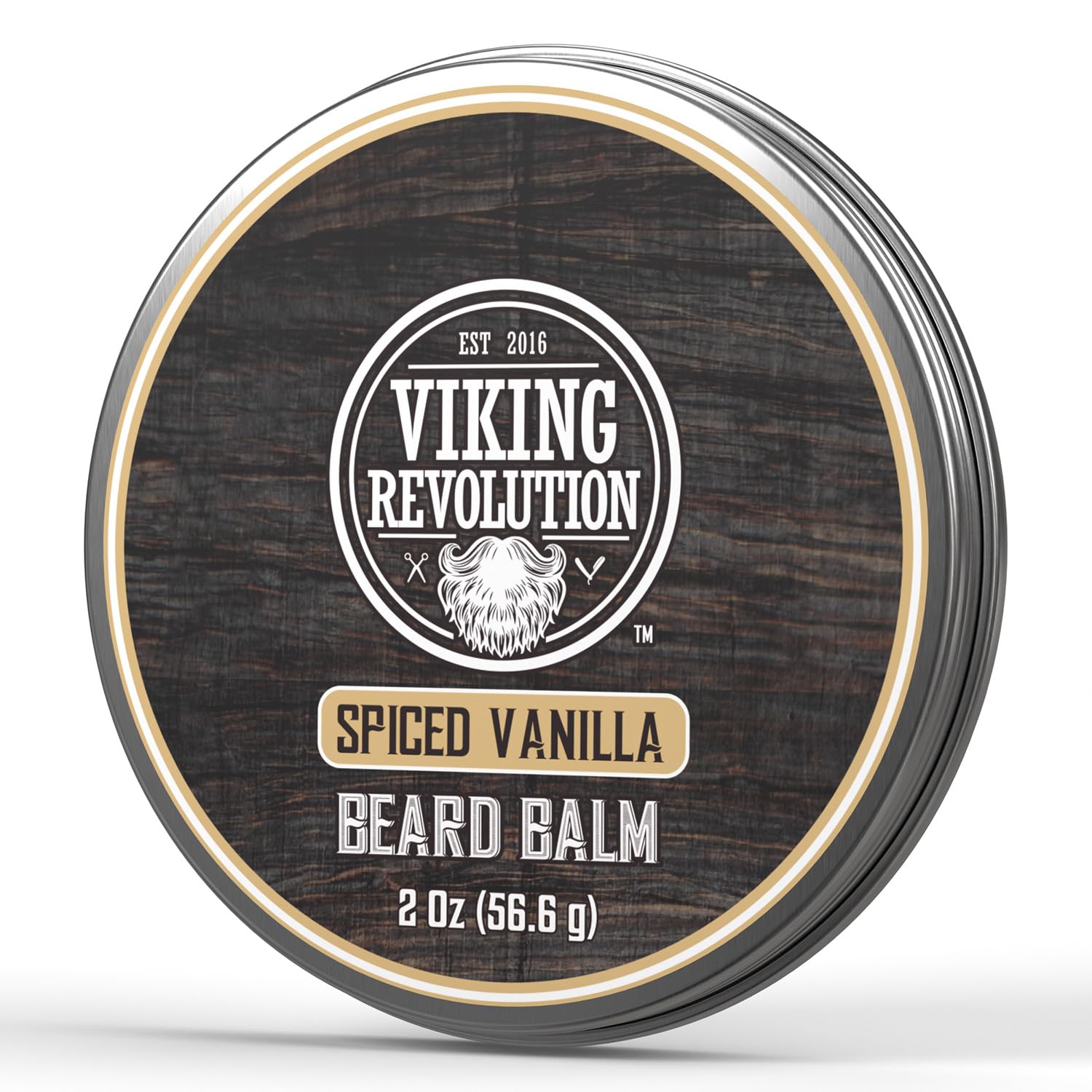 Viking Revolution بلسم اللحية بالفانيليا المتبلة - زبدة اللحية بزيت الأرجان، مُنعِّم لحية للرجال بزيت الجوجوبا - مرطب لحية للرجال بشمع العسل - شمع لحية للرجال (2 أونصة، عبوة واحدة)