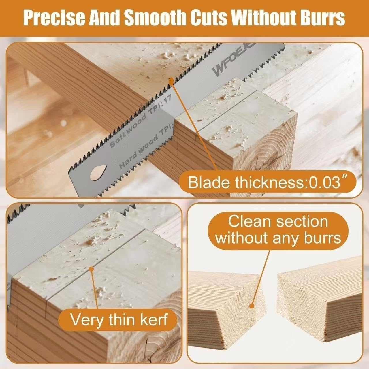 Japanese Hand Saw, 6-Inch Double-Edge Pull Saw, SK5 Flexible Blade,11/17 TPI Blade with Soft Grip Handle for Hardwood & Softwood Woodworking.