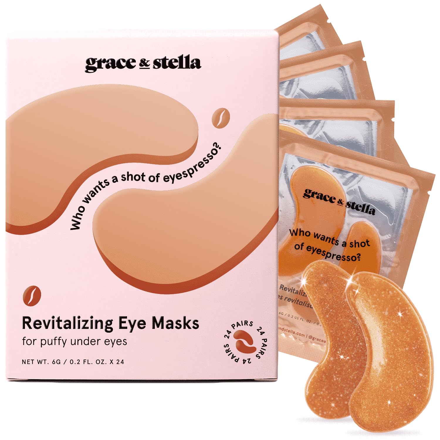 grace & stella Under Eye Patches for Puffy Eyes and Dark Circles (Retinol, 24 Pairs) Restoring Gel Under Eye Masks with Hyaluronic Acid - Vegan Cruelty-Free Skincare Birthday Gifts for Women