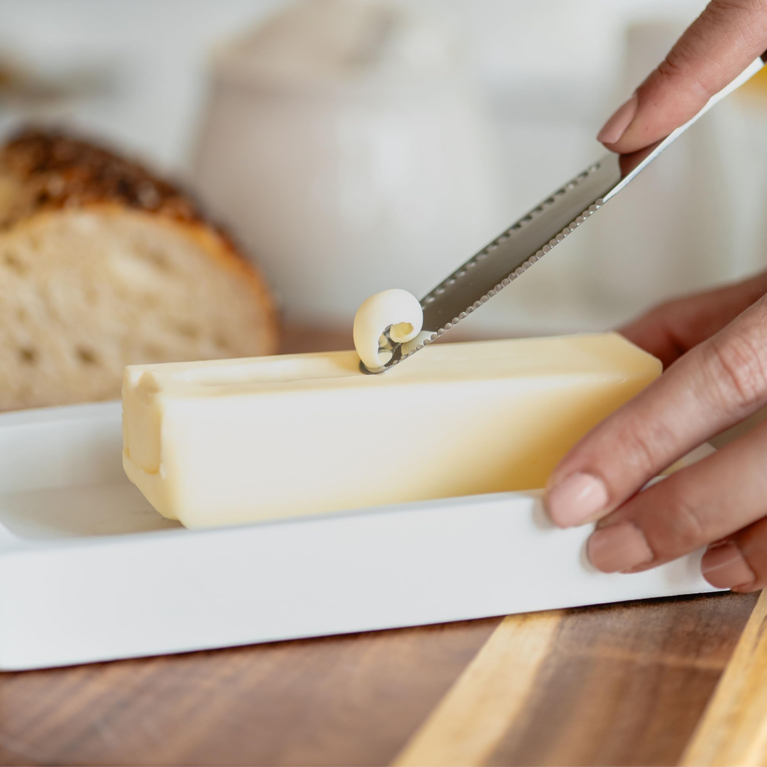 Houseify READY BUTTER 3-in-1 Butter Knife - Stainless Steel Serrated Knife With Holes in Blade - Cold Butter Spreader, Curler & Micro Grater - Dishwasher Safe