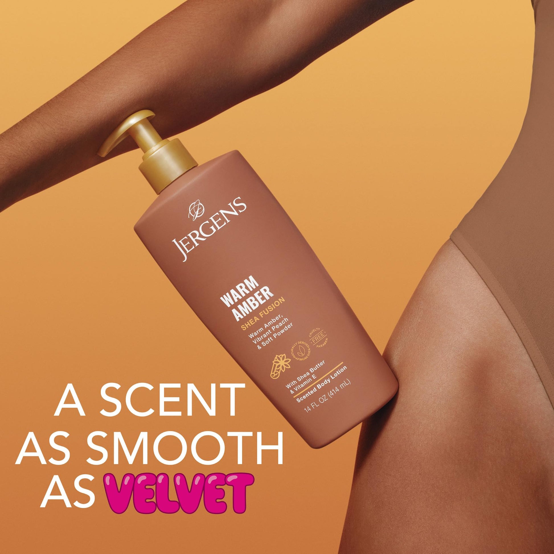Jergens Shea Fusion Warm Amber Body Lotion, Moisturizer with Shea Butter & Vitamin E, 14 Fl Oz