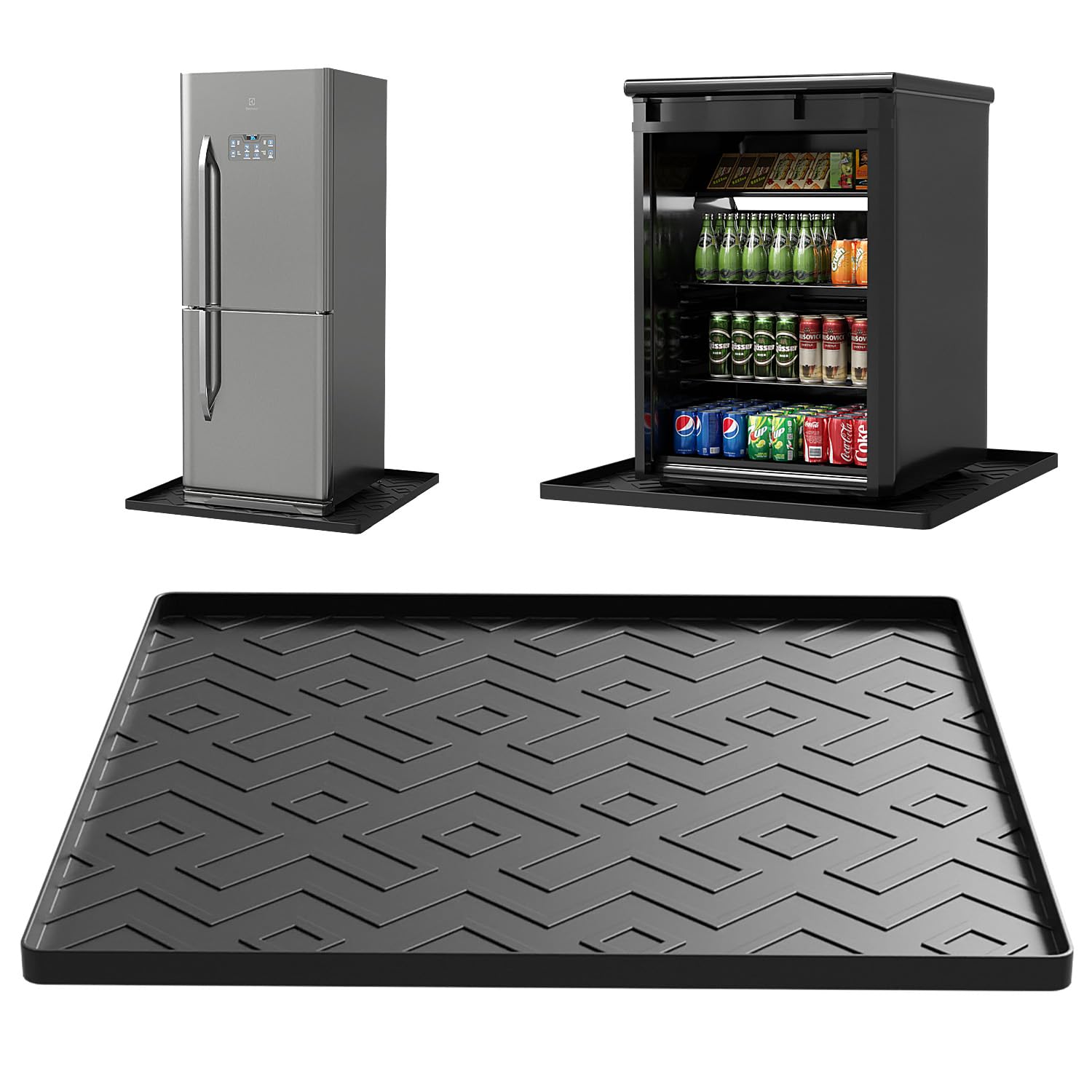 EWX Mini Fridge Silicone Mat 19.7"x19.7"x0.8" - Non-Slip, Spill-Proof, Drip Prevention | Ideal for Refrigerators, Washing Machines, Dryers, Wine Coolers, and Dishwashers