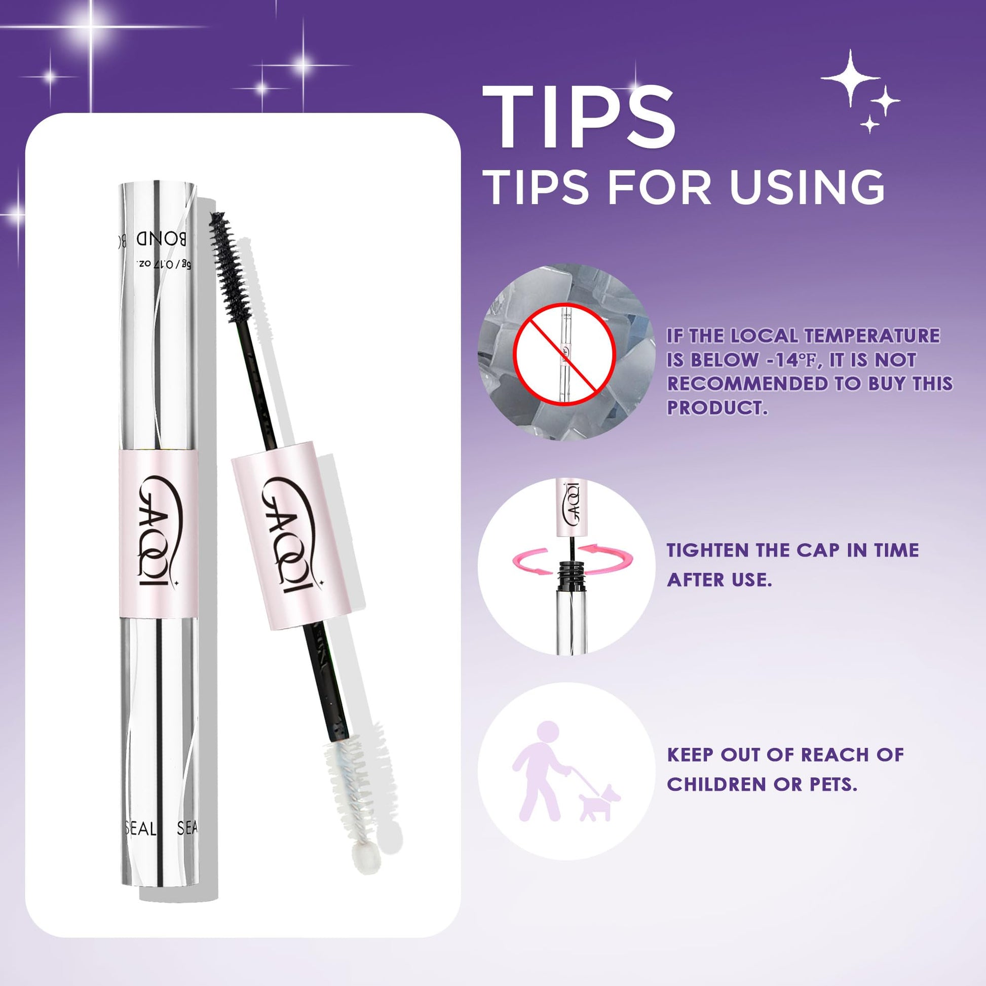 GAQQI Lash Cluster Glue, Lash Bond and Seal Waterproof, Bond & Seal Eyelash Glue for Clusters, Eyelash Adhesive Black Long-Lasting 72H, Latex-Free（5ml+5ml）