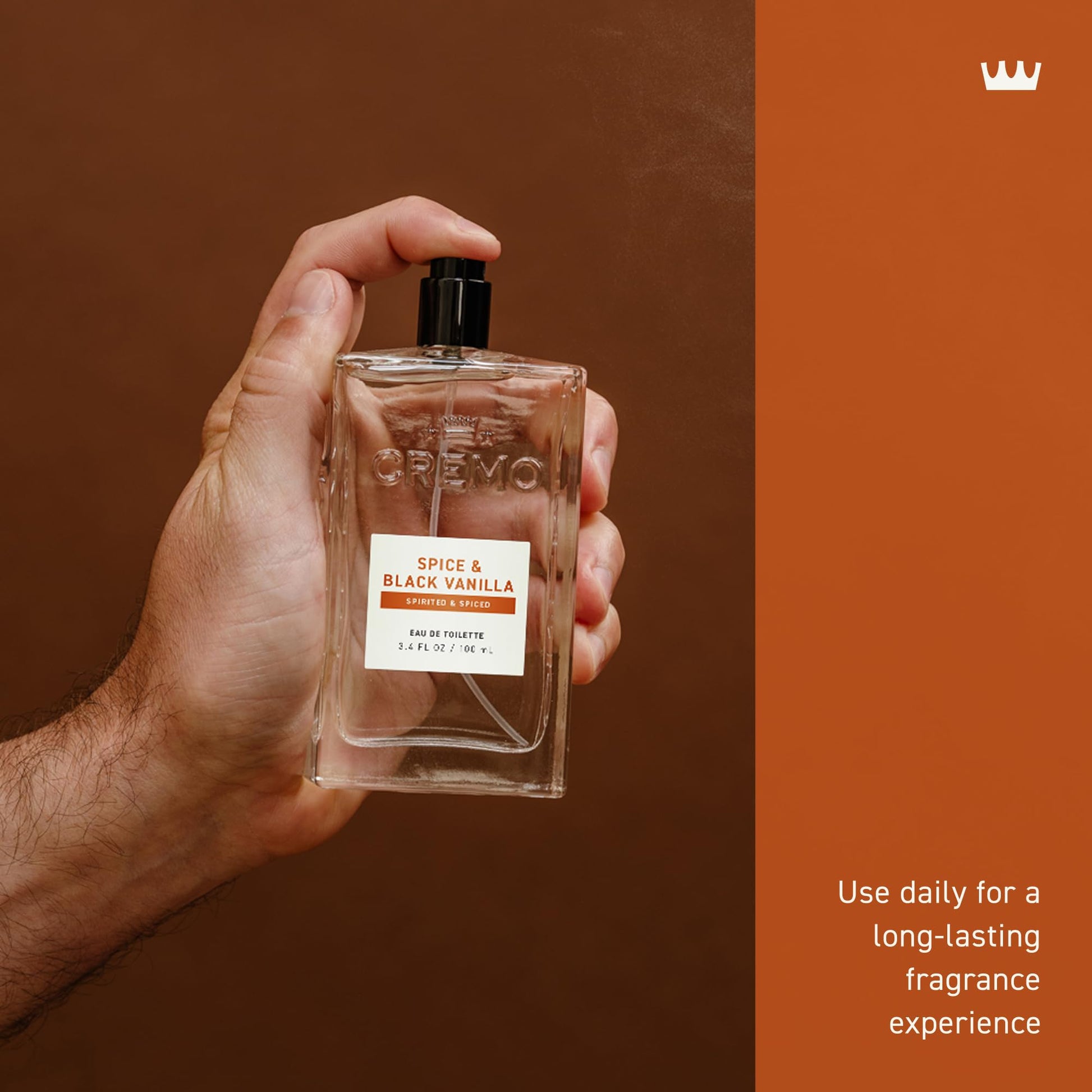 Cremo Cologne for Men - Spice & Black Vanilla Mens Cologne Spray - An Explosion of Vibrant Spices, Dark Woods and Black Vanilla, Fragrances For Men, 3.4 Fl Oz