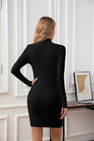 VICHYIE Women Dress Mock Neck Bodycon Ribbed Long Sleeve Fall Mini Black M