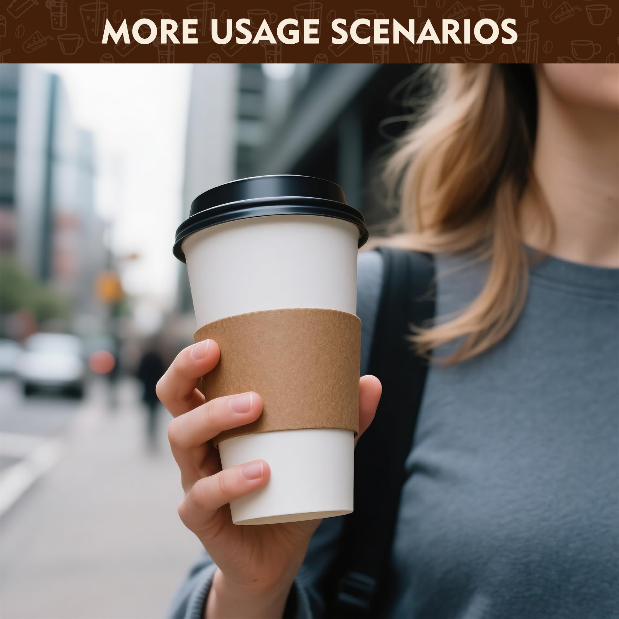 YEEHAW Disposable Coffee Cups with Lids 16 oz 50 Pack, Coffee cups with Lids and Sleeves, To Go Coffee Cups, Hot Paper Cups for Hot Beverages in Party, Family, Office, Upgraded
