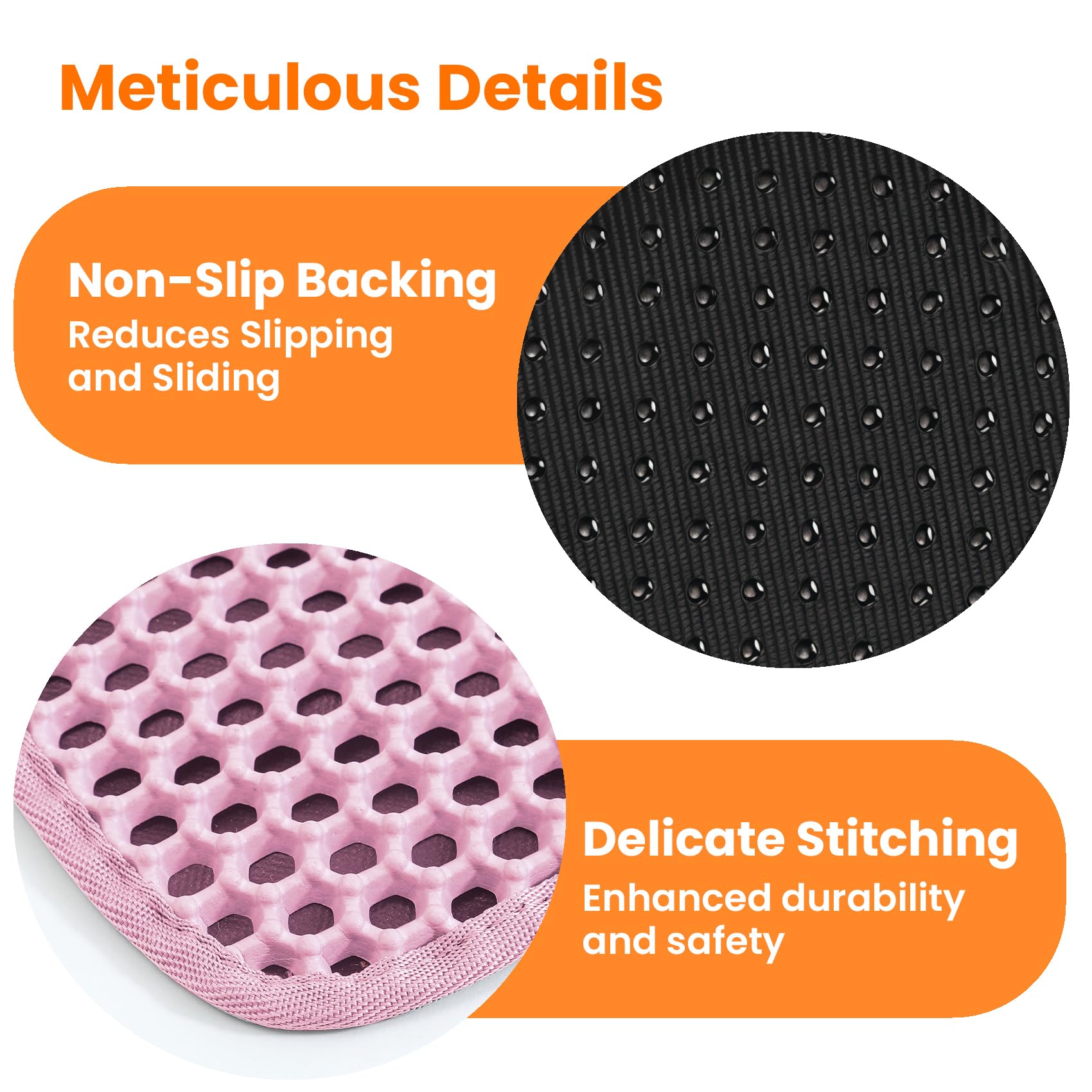 Petinstinct Cat Litter Mat, 24x18 Inches Large Double Layer Honeycomb Cat Litter Trapping Mat, Non Slip Waterproof Urine Proof Cat Litter Box Mat for Floor, Kitty Litter Rug, Cat Supplies, Pink