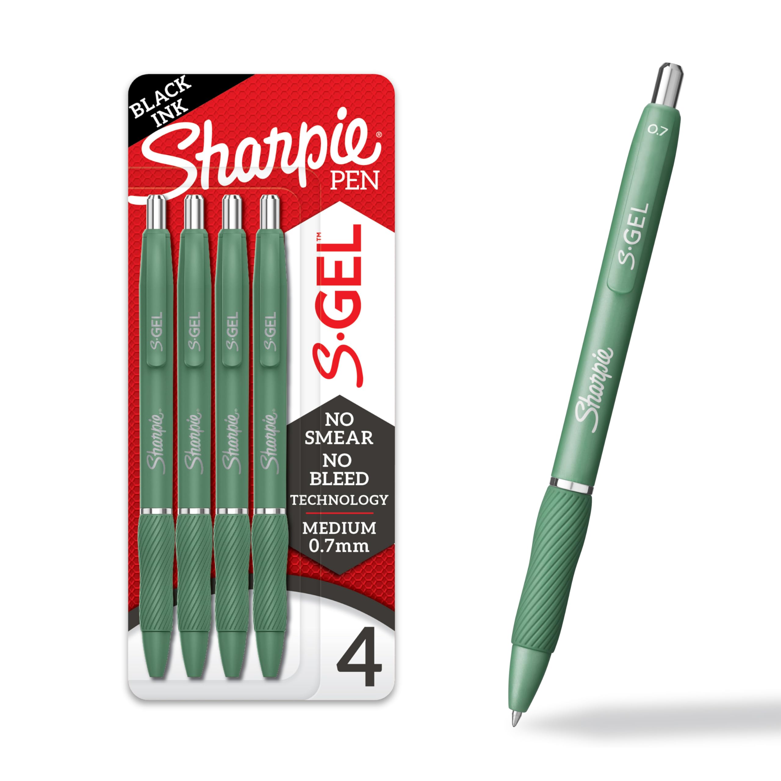 Sharpie S-Gel, Gel Pens, Medium Point (0.7mm), Frost Blue Body, Black Gel Ink Pens, 4 Count