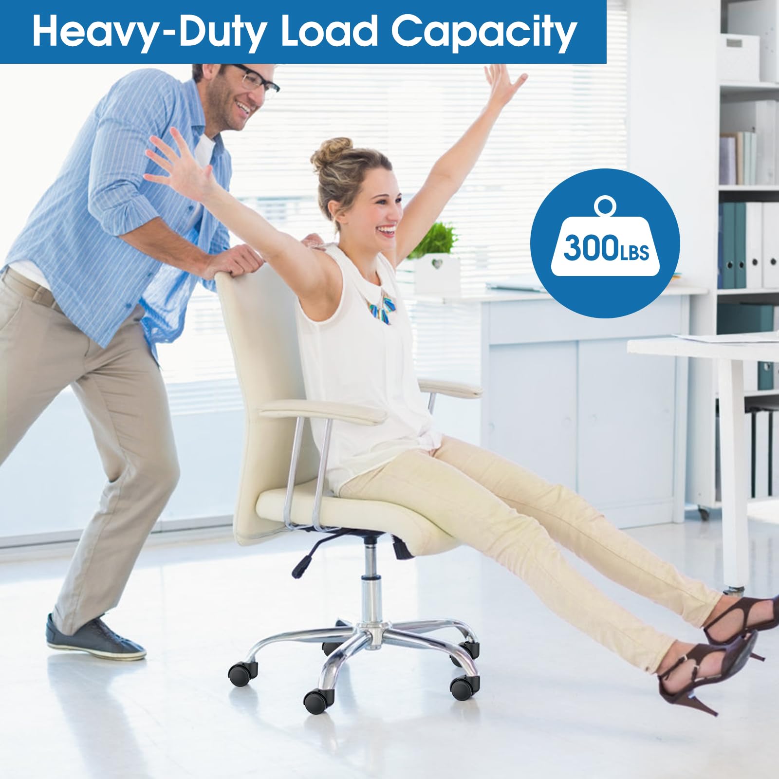 MaxGear 2" Office Chair Wheels Heavy Duty Replacement, Mute Rubber Rotating Desk Chair Caster Wheels, Safe for All Floors Including Hardwood, Universal Standard Stem Size Fits 99%, Set of 5