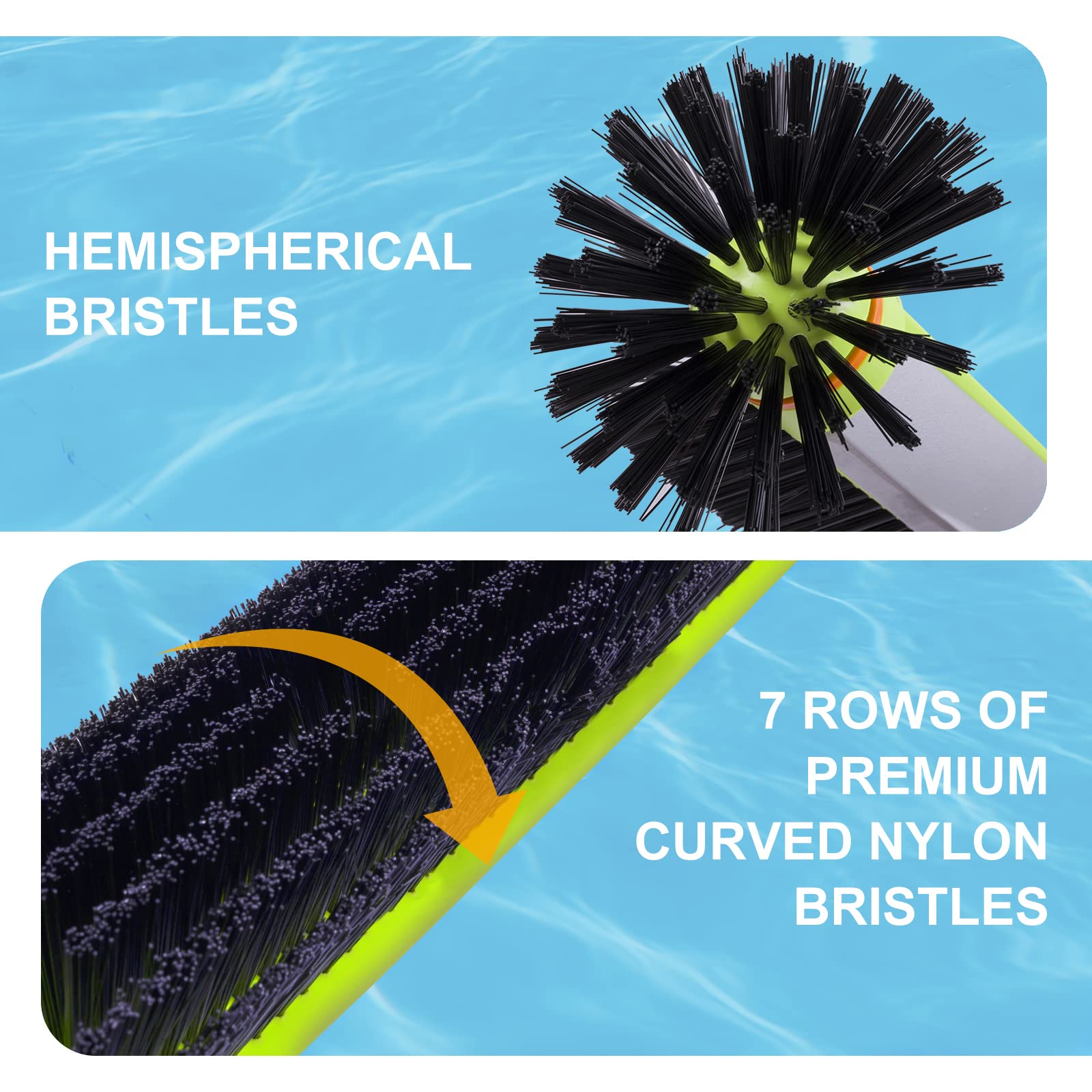 Sepetrel Pool Brush Head for Cleaning Pool Walls,Heavy Duty Inground/Above Ground Swimming Pool Round Scrub Brushes with Premium Strong Bristle & Reinforced Aluminium Back