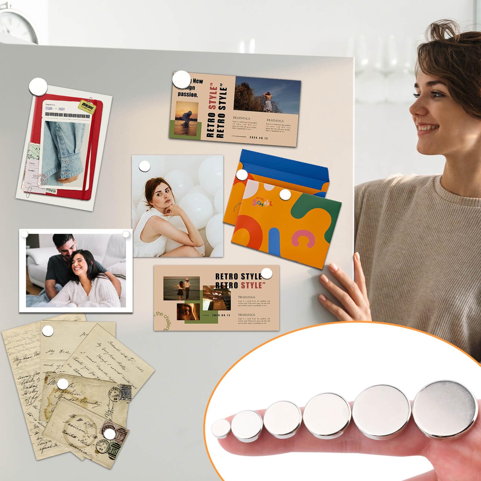 MIN CI 40 Pcs Super Strong Neodymium Disc Magnets, 18 mm x 3 mm Small Magnets for Dry Erase Board Whiteboard Office Fridge Crafts, Mini Round Rare Earth Magnet s for Building Scientific Models