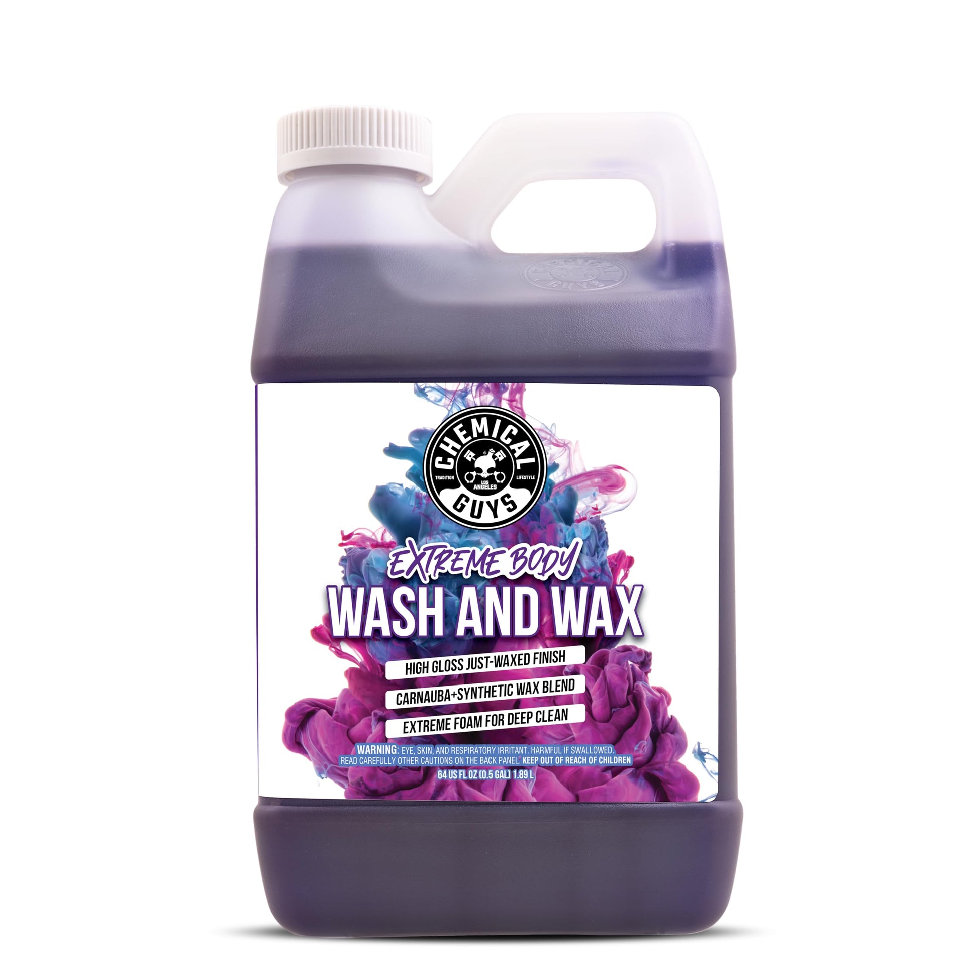 Chemical Guys CWS207 Extreme Bodywash & Wax Foaming Car Wash Soap, (Works with Foam Cannons/Guns or Bucket Washes) For Trucks, Motorcycles, RVs & More, 128 fl oz (1 Gallon), Grape Scent