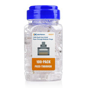 Cable Matters 100-Pack Cat 6 Pass Through RJ45 Connectors, 50µ Gold Plated (Cat 6 Ends / Cat6 Connector /RJ45 Modular Plugs/Ethernet Plugs/Network Connector) for Solid or Stranded UTP Ethernet Cable