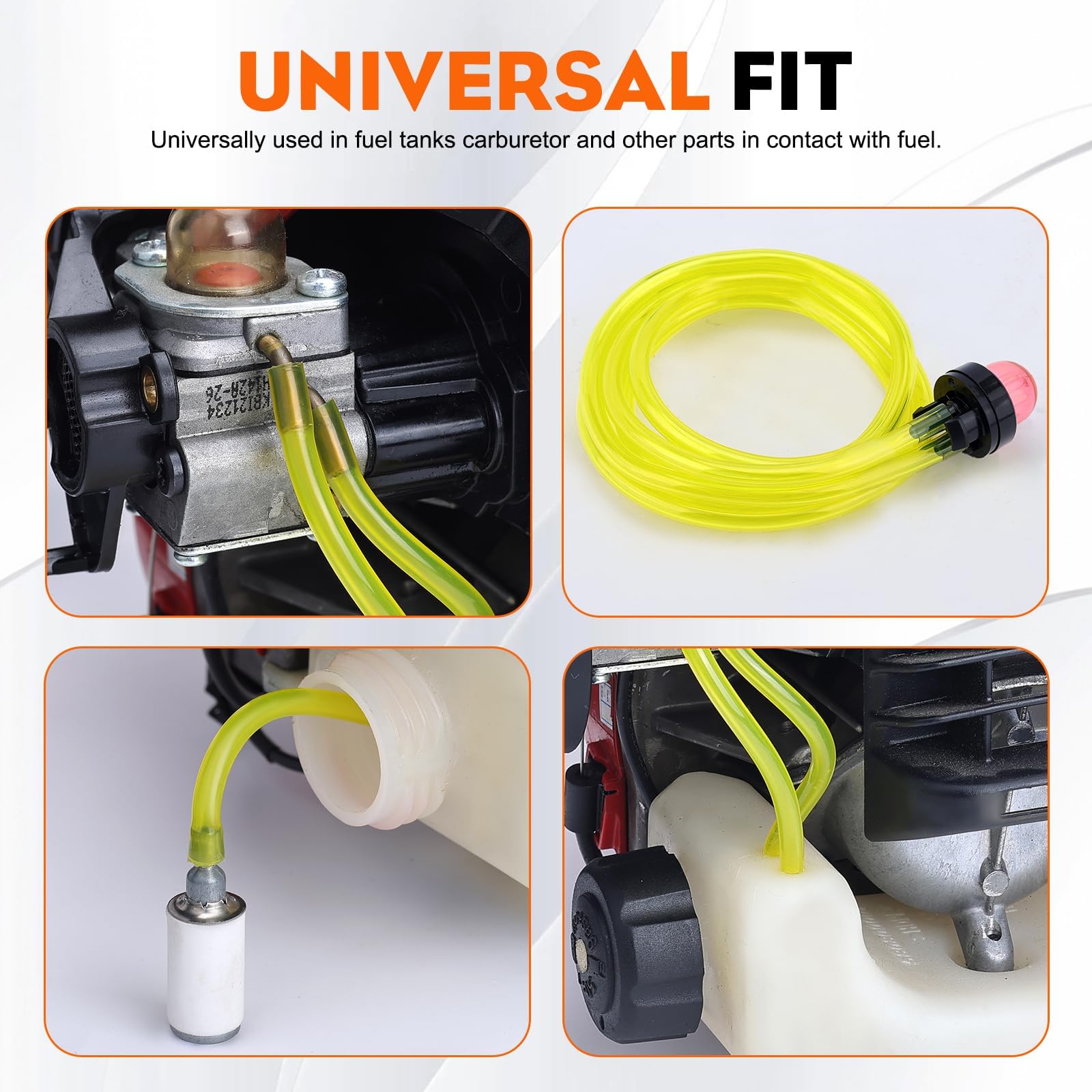 Hipa 4 Size Gas Fuel Line Hose Tubing 4 ft. Each for Small Engine Chainsaw Lawn Mower String Trimmer WeedEater Blower Model Parts I.D x O.D 1/8" x 3/16" 3/32" x 3/16" 1/8" x 1/4" .08" x .14"