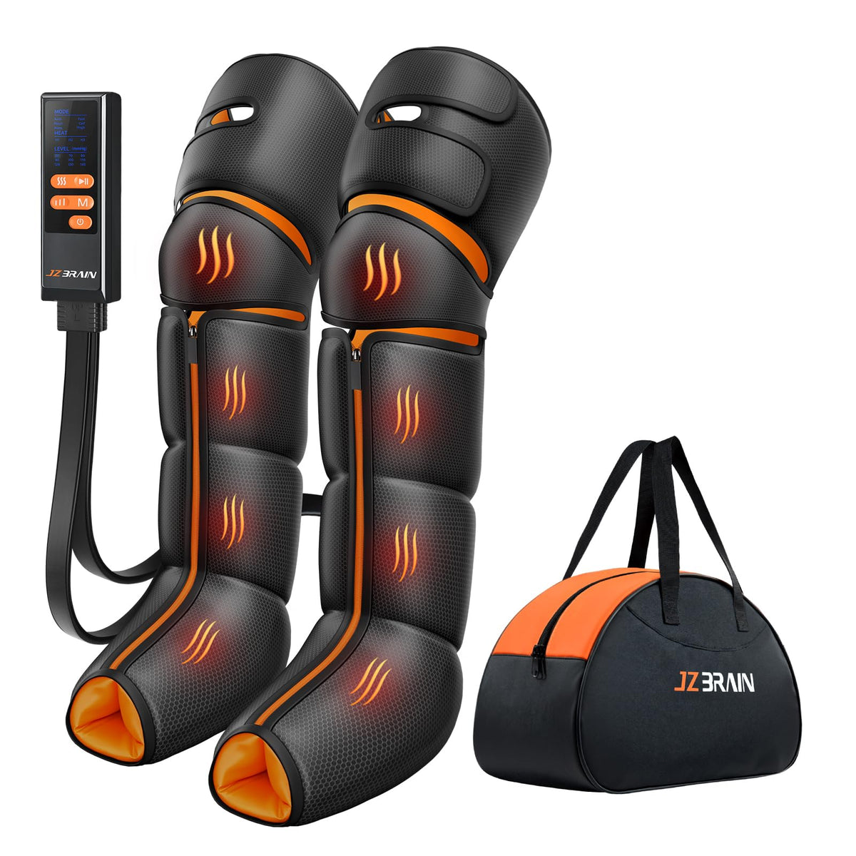 JZBRAIN Leg Massager with Heat and Compression : Sequential Compression Boots with 6 Modes, 9 Intensity and 3 Heat - Leg Massager for Circulation and Pain Relief - Gifts for Mom,Dad,Seniors,Him,Her