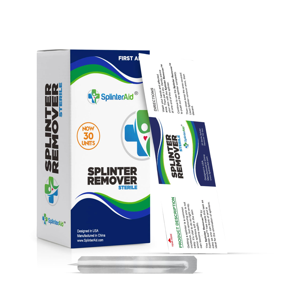 SplinterAid - مجموعة إزالة الشظايا بدون ألم (30 قطعة) | اسحب الشظايا بسرعة وسهولة | إسعافات أولية مدمجة للمنزل والسفر والتخييم | رائعة للمشي لمسافات طويلة، والأعمال الخشبية، والأنشطة الخارجية | لا حاجة للملقط
