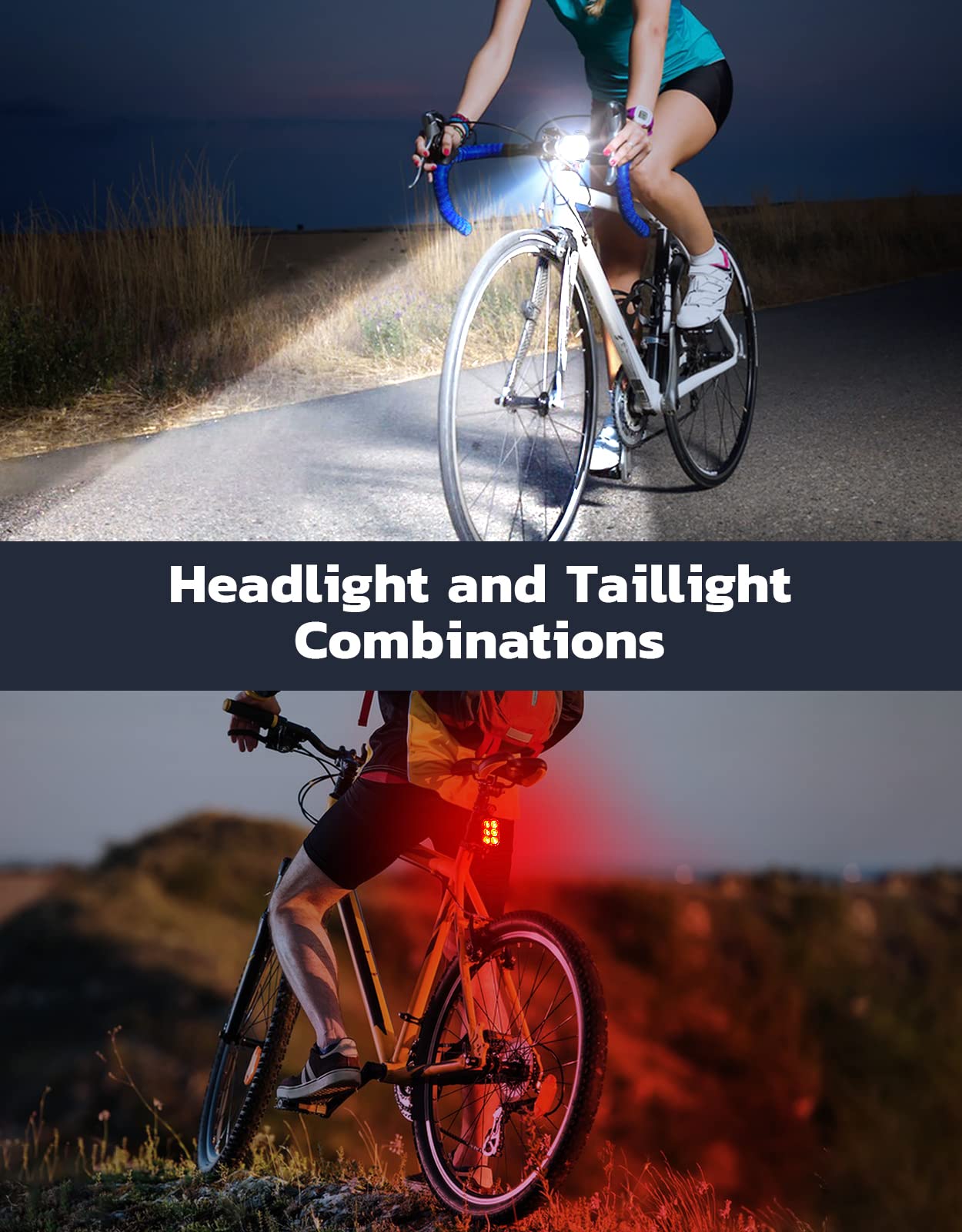 Zewdov Bike Lights for Night Riding, USB Rechargeable Bike Lights Front and Back, Waterproof IP65 Bicycle Light, 4+6 Modes Bike Headlight and Tail Light Set,1.5 Hrs Fast Charging, Easy to Install