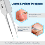 WSYUB Blackhead Remover Tweezers,Ingrown Hair Tweezers, Precision Blackhead Pimple Extractor, Cell Clips Tweezers, Tweezers for Women Facial Hair