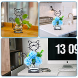 Joyathome Desktop Glass Planter Vase Holder, Metal Cat Plant Terrarium Stand for Plants Creative Decorations for Home Patio Lawn Garden