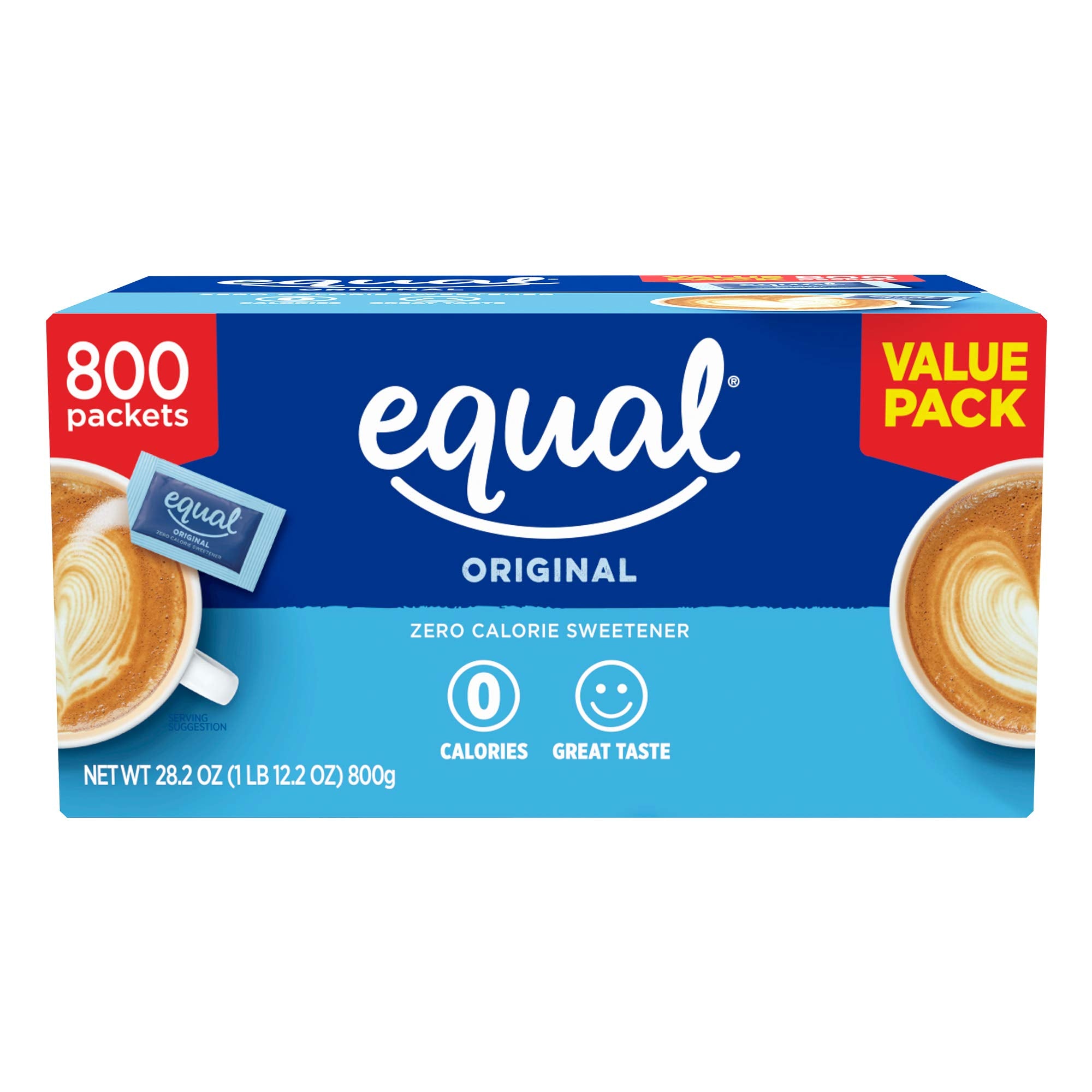 EQUAL Süßstoff ohne Kalorien, Süßstoffpäckchen mit Aspartam und Acesulfam-K, kalorienfreie Zuckeralternative, Erythrit-frei, 800 Stück (1er-Pack)